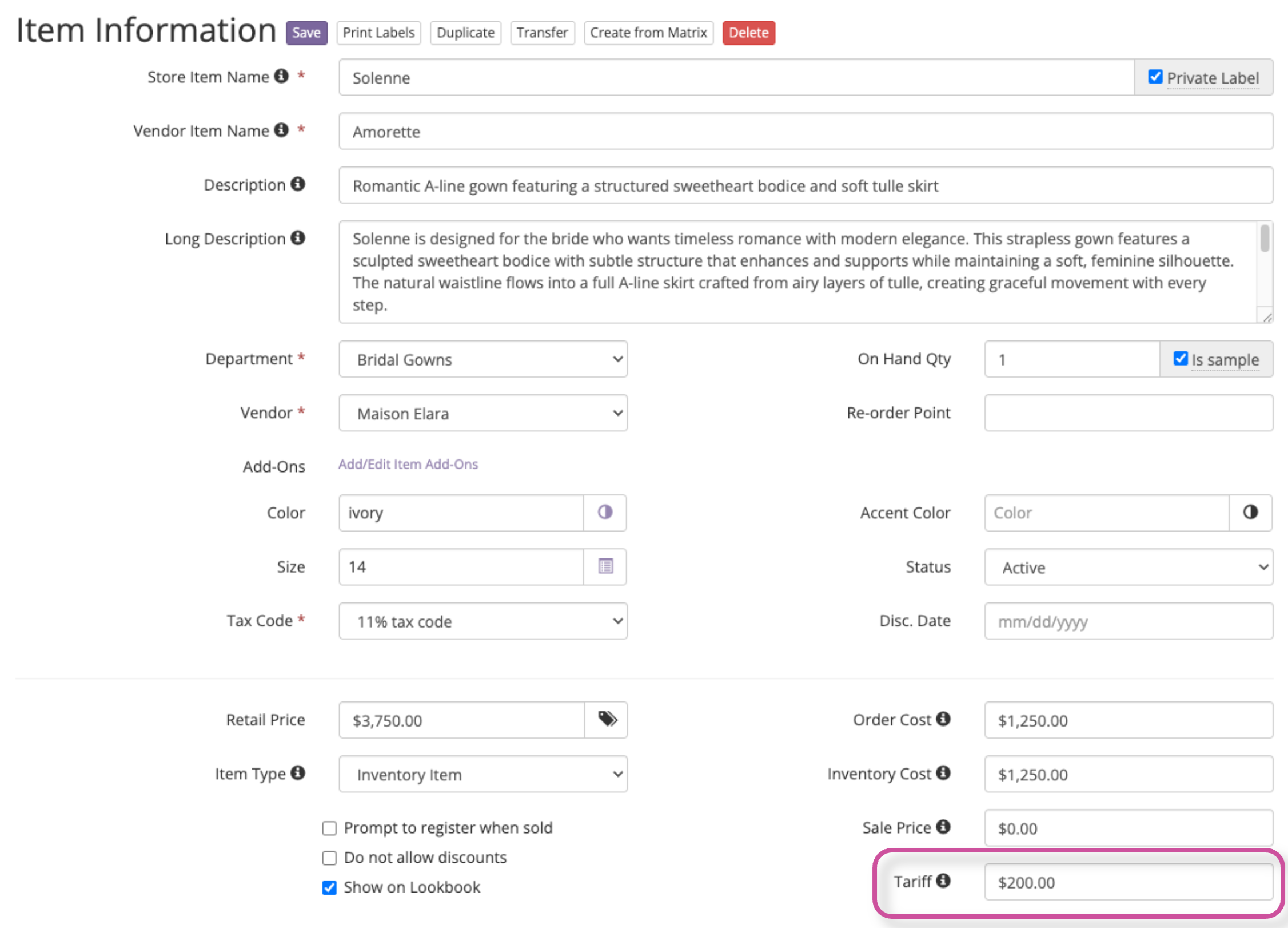 Item Information Bridal Gown Database Entry.png